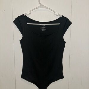 Black Cap Sleeve Bodysuit